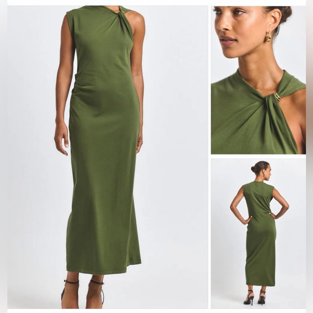 NWT! Derek Lam Evelise Asymmetric Embelished Twist  100% Cotton Dress